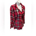 Victoria's Secret Victoria’s Secret Plaid Flannel Romper Sleepwear M Red Belted Button Up Preppy Photo 2