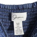 Japna  Womens Navy Blue Smocked Gauze Babydoll Mini Dress Spaghetti Straps Photo 3