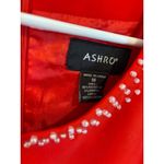 ASHRO Women's Red Dress Beaded Neckline & Sleeves Elegant Party Cocktail Size 16 Photo 2