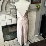 Lulus  satin cowl neck low back champagne pink spaghetti strap midi dress size xs Photo 2