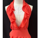 Pretty Little Thing Womens Halter Neck Ruffle Layered Dress Orange Size 4 Photo 1