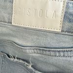 Pistola Cropped High Rise Jeans Light Wash Distressed Fray Hem Size 29 Blue Photo 3
