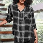 Matilda Jane Good Hart Black and White Plaid Button Down Tunic Shirt Size Small Photo 1