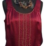 Cache Cranberry Silk Lined Beads Studs Embellished Top Banded Bottom $118 NWT Photo 0