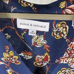 Emma & Michele  Women's 3X Blue Floral Long Sleeve Button Down Tiered‎ Dress New Photo 1