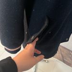 Collection B Navy Blue Speckled Velvet Trim Coat Size Large Photo 3