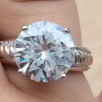 Rhodium Plated Rope Twist Band Solitaire CZ Ring Silver Size 8 Photo 1