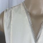 Theory  100% Silk Ivory Cream Sleeveless Ruffle Front Button Up Blouse Top S Photo 4