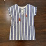 Tularosa Warren blue & white striped short sleeve tunic mini dress size S Photo 6