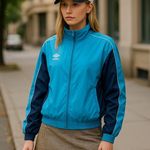 Umbro NWT Women's Diamond Flashback Jacket 2.0 In Blue Jewel/Dark Navy Photo 0