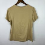 Coldwater Creek Top L Tan Lace Overlay Short Sleeve Stretch Blouse Boho Neutral Photo 6