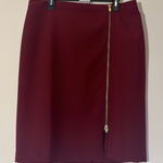 Talbots  Burgundy‎ Red Maroon Zip Front Asymmetrical Knee Length Skirt Womens 14 Photo 0