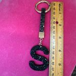 Initial S Black Crystal Initial Keychain purse charm accessory NEW Photo 1