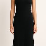 House of Harlow Knit Crochet Fringe Hem Midi Dress Black Small Photo 0