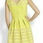 Lafayette 148 NY Citrus Yellow Fit Flare Sleeveless Sheer Stripe Insets Size 6 Photo 1