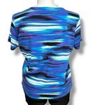 Rafaella Womens T Shirt Top Round Neck Pullover Short Sleeve Stripes Blue Purple Photo 3