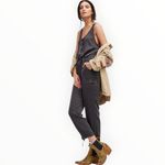 Free People  Roaring Rayon Utilitarian Jumpsuit 4 S Grey / green Rare Cute Grunge Photo 1