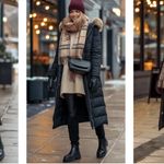 Ralph Lauren Lauren  Black Puffer Longline Faux Fur Hood Coat sz Large Photo 14