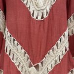 Umgee  Rust & Cream Crochet Boho Flowy Tunic Top, Swim Coverup, Size Small Photo 6