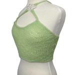 For Love & Lemons  Crochet Crop Top Eyelash Knit Lime Green Funky NEW Size Small Photo 3