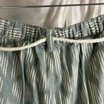 DIP Womens Green White Linen Blend Pants Medium Rope Belt Boho Casual Photo 8