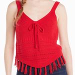 Red Crochet Knit Tassel Sweater Tank Photo 0