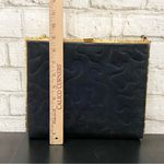 Vintage INDUSTRIA ARGENTINA Navy Midnight Blue Suede Clutch Quilted Chain Bag Photo 8