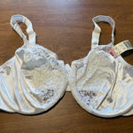 Just My Size  Vintage Bra White Satin Lace Pearl Detail 1985 Underwire NWT 44D #2 Photo 0