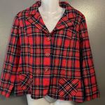 Handmade Vintage Plaid Jacket Womens Medium Red Blue Black Button Front Retro Mod 60s 70s Photo 0