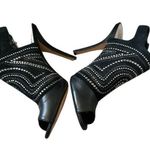 Vince Camuto Like NEW Camuto Yolana Black Leather Suede Slingback Peep Toe Sandal Heels Shoes Photo 0