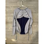 Lucy Tech M Workout Pullover Shirt Yoga Run Long Sleeve Top Ruching Keyhole Vent Blue Size M Photo 3