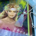 Rainbow Moonstone Rough Solid Sterling Silver Pendant On Popcorn Chain Photo 0