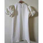 H&M T. H. M. L‎ Society Street Textured Dress Cream Puffy Sleeve Size Small Photo 2