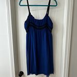 Leon Max Limited Edition Blue Baby Doll Silk Chiffon Dress w/ Beading, Sz Medium Photo 3
