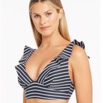 Sea Level Navy Blue Stripe Frill Ruffle Bikini Swim Swimsuit Top womens 4 XS new Photo 3