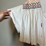 Free People Market Embroidered White V-Neck Tee Top Boho Flowy Medium Photo 7