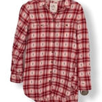 H&M Red White Plaid Flannel Button Down Shirt Women’s Size 2 | Soft Long Sleeve Photo 0