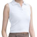 Brandy Melville White Polo Sleeveless Crop Top S M L Photo 0