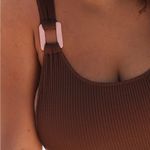 Aerie Crinkle Birthday Scoop Cheekiest One Piece Swimsuit NWT Brown Pink Photo 4