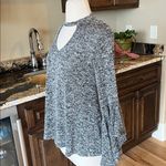 Penelope Project Sweater Heather Black Flowy Bell Waterfall Sleeves Choker Neck Size XS Photo 6