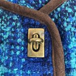 Soft Surroundings Teal Blue Plaid Long Coat Size 1X Jacket Cape Wool Boucle Photo 5