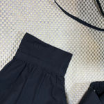 Levi's Devin Blouse Black Crop Long Balloon Sleeve Ruched Tie Front Women's Sz L Photo 2