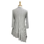 Comfy USA Striped Tunic Top Asymmetrical Jersey Knit Gray White size Medium Photo 3
