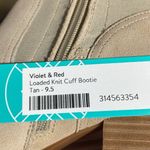 Violet & Red Loaded Knit Cuff Bootie Side Zip Heeled Tan 9.5 Photo 5