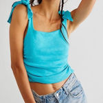 Free People  Women's Aqua Fur
Sleeveless Boulevard Tank Photo 0