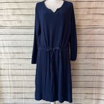 Soft Surroundings Easy Living Dress Denim Blue Cinched Waist Women's Size Large Photo 3