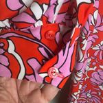 Trina Turk  Midi Shirt Dress Womens Size Small Pink Red Floral Long Sleeve Photo 6