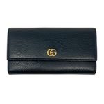 Gucci GG Marmont Gold Logo Black Pebbled Textured Leather Continental Wallet Photo 0