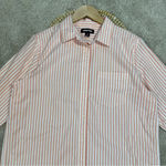Lands' End Lands’End Women’s Butto Down Shirt Top Stripes Classic Longsleeve White Orange M Photo 2