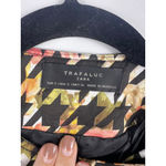 ZARA Trafaluc Floral Multicolor Houndstooth Moto Jacket Women's Small Photo 1
